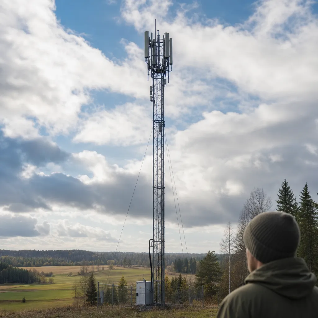 5G-mobilmast mot svensk himmel