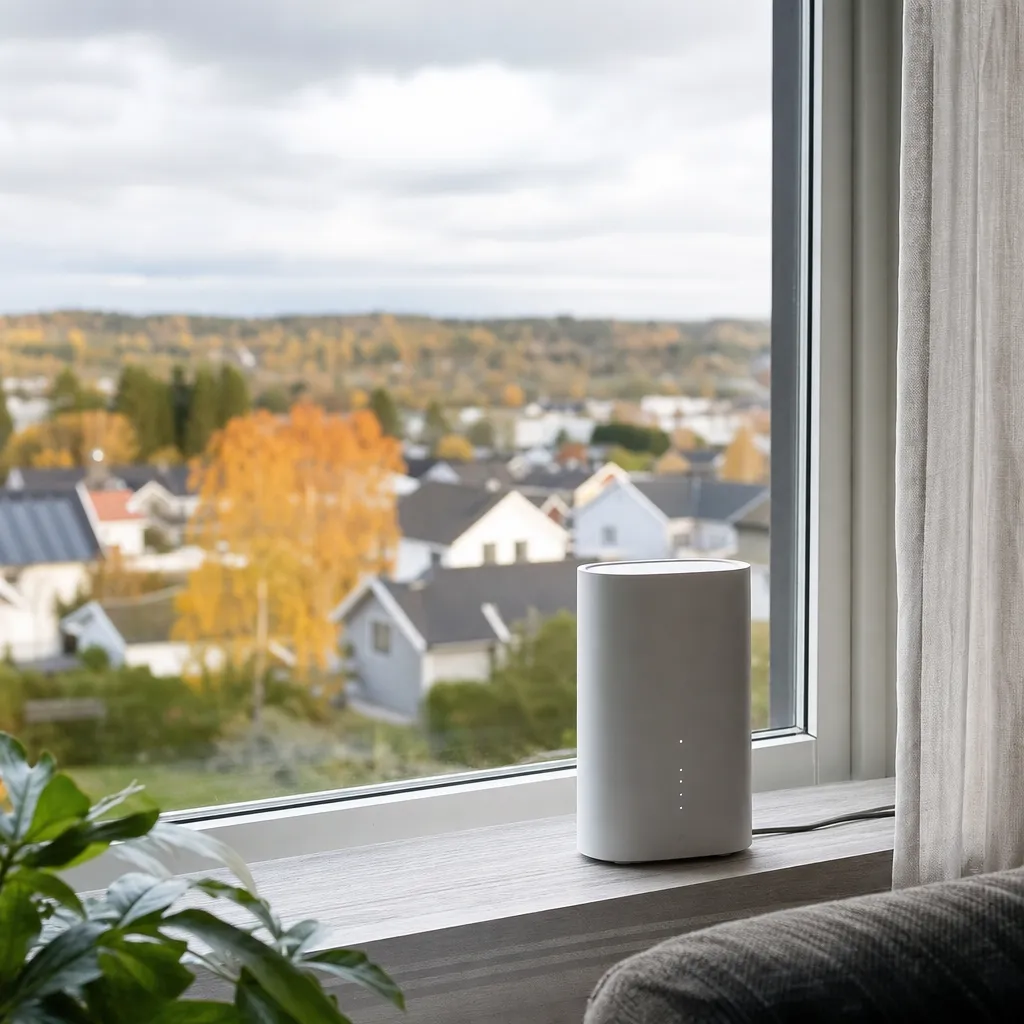 5G-router i fönster med utsikt