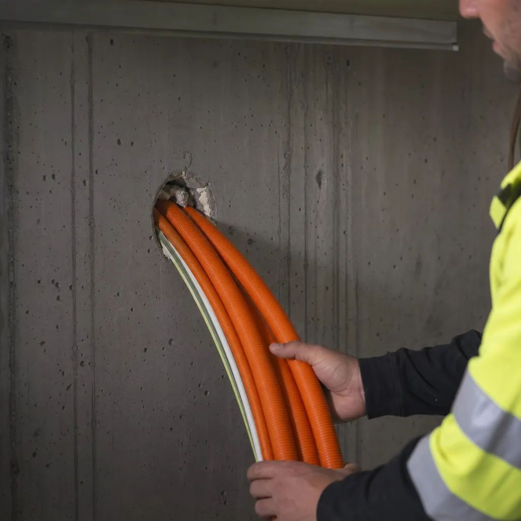 Fiberkablar installeras i svenskt flerbostadshus