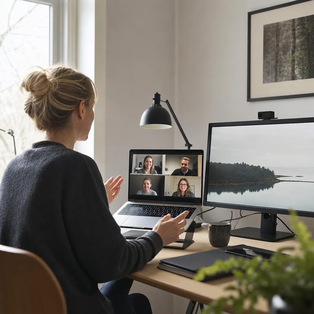 Hemmakontor med videosamtal