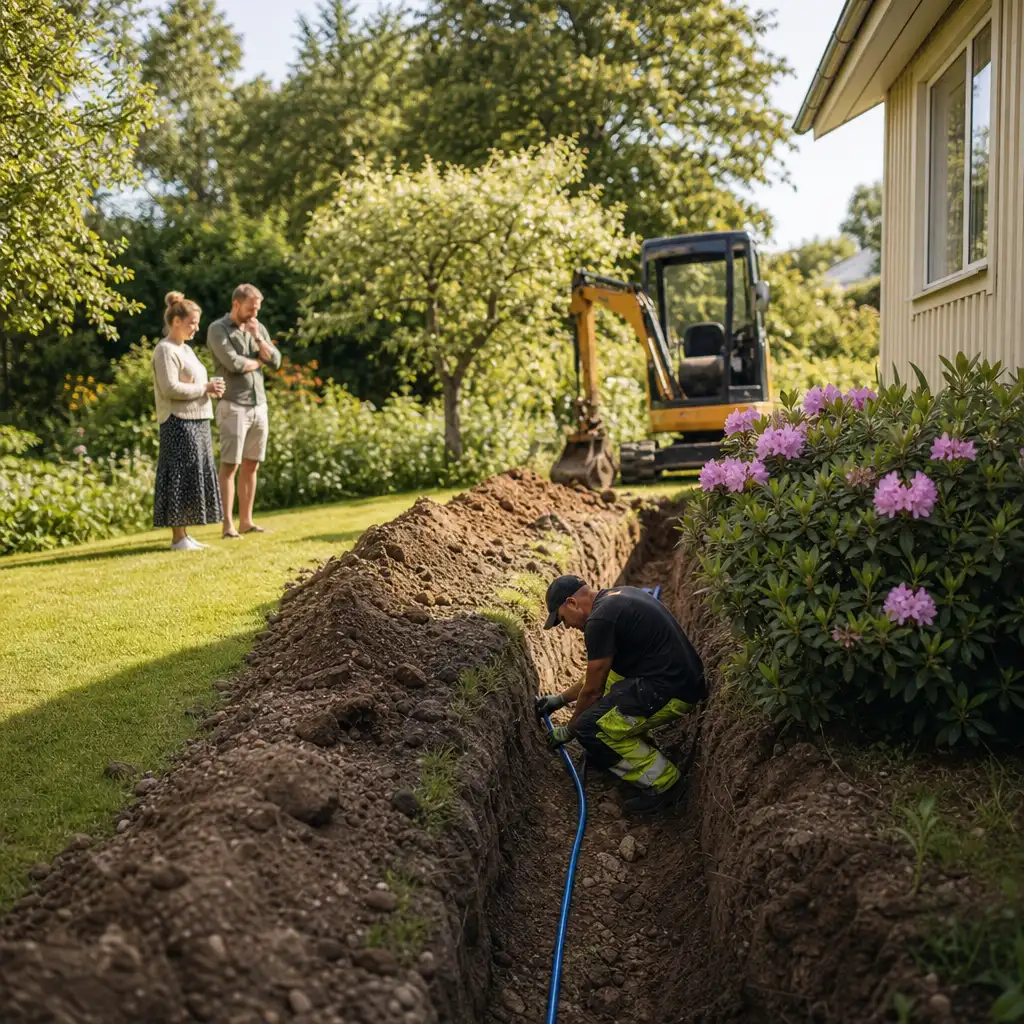 Svensk villa med fibergrävning